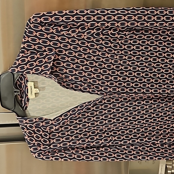 💕L'AGENCE💕 Raelynn Dress ~ Dark Dusty Pink & Midnight Tone Chain Print Medium - Picture 14 of 16